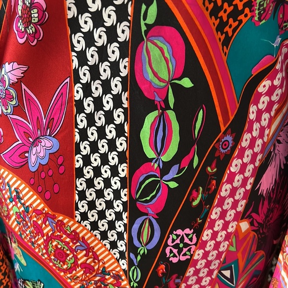 Ginger & Java 100% silk floral stunning colorful dress size large - Picture 7 of 12